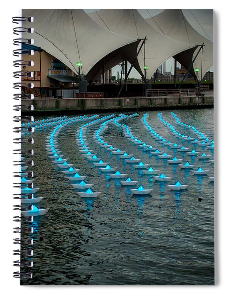 #lightcitybaltimore Spiral Notebook featuring the photograph The Floating Lights by Mark Dodd