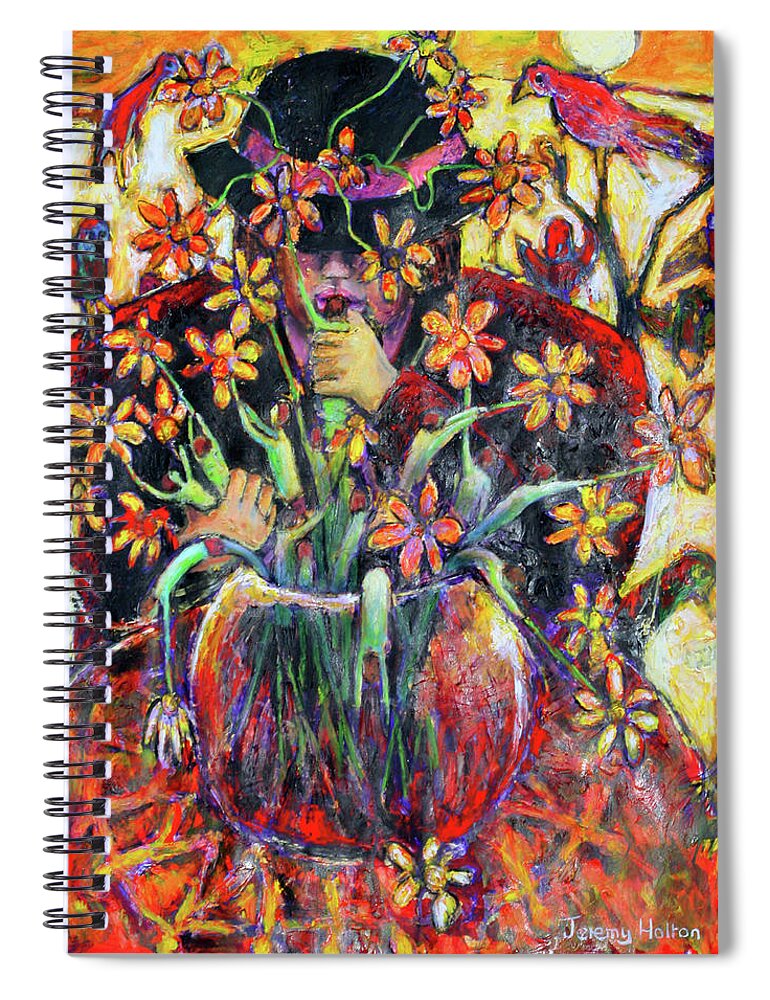 Animals Spiral Notebook featuring the painting The flower arranger by Jeremy Holton
