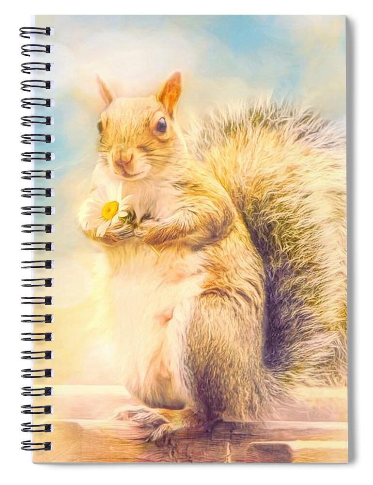 Squirrel Spiral Notebook featuring the photograph The Flower Girl by Tina LeCour