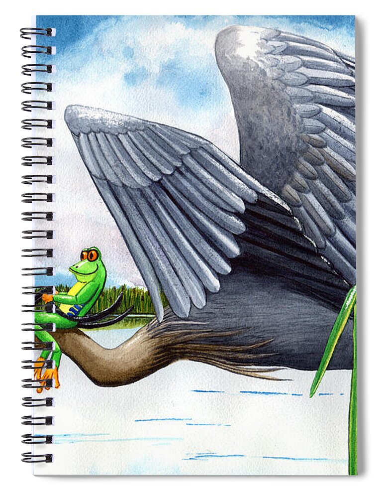 Birds Spiral Notebook featuring the painting The Fly By by Catherine G McElroy