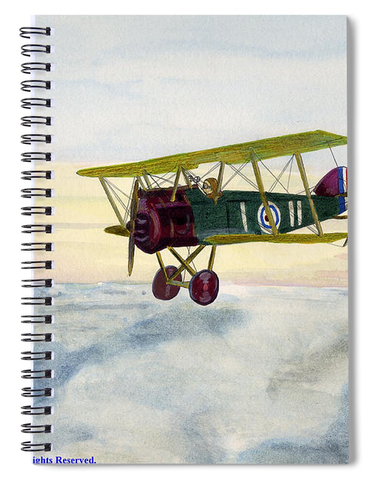 The Flying Ace Spiral Notebook featuring the painting The Flying Ace - Sopwith Camel Art by Edward McNaught-Davis