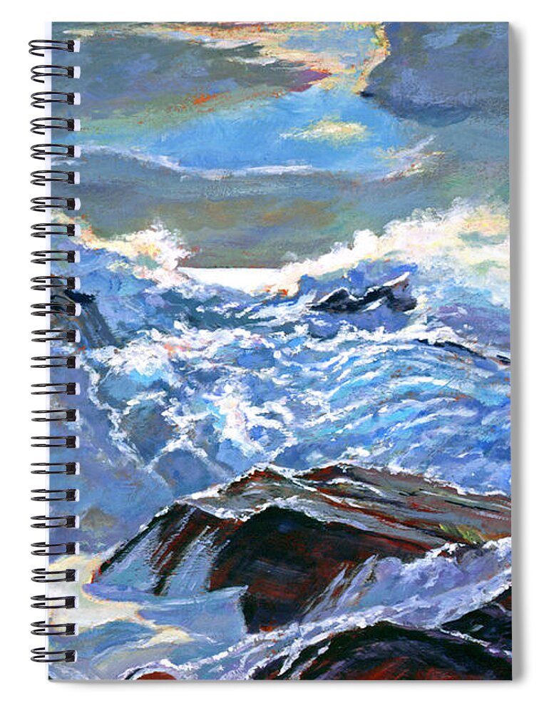 Waves Spiral Notebook featuring the painting The Foaming Sea by David Lloyd Glover