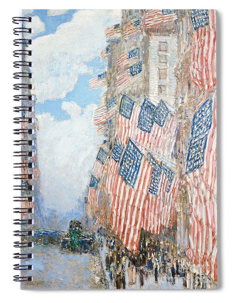 New York Spiral Notebook featuring the painting The Fourth of July by Childe Hassam