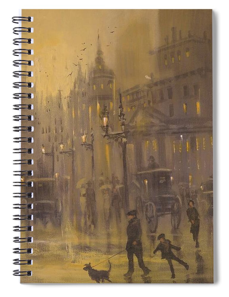 Sherlock Holmes Spiral Notebook featuring the painting The Game Is Afoot by Tom Shropshire