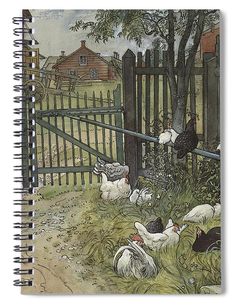 Scandanavian Spiral Notebook featuring the painting The Gate by Carl Larsson