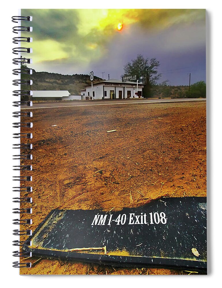 Route 66 Spiral Notebook featuring the photograph The Ghost of Interstate 40 by Micah Offman