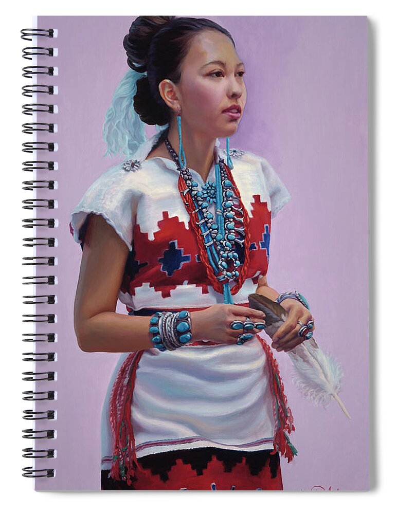 Native American Spiral Notebook featuring the painting The Gift by Christine Lytwynczuk