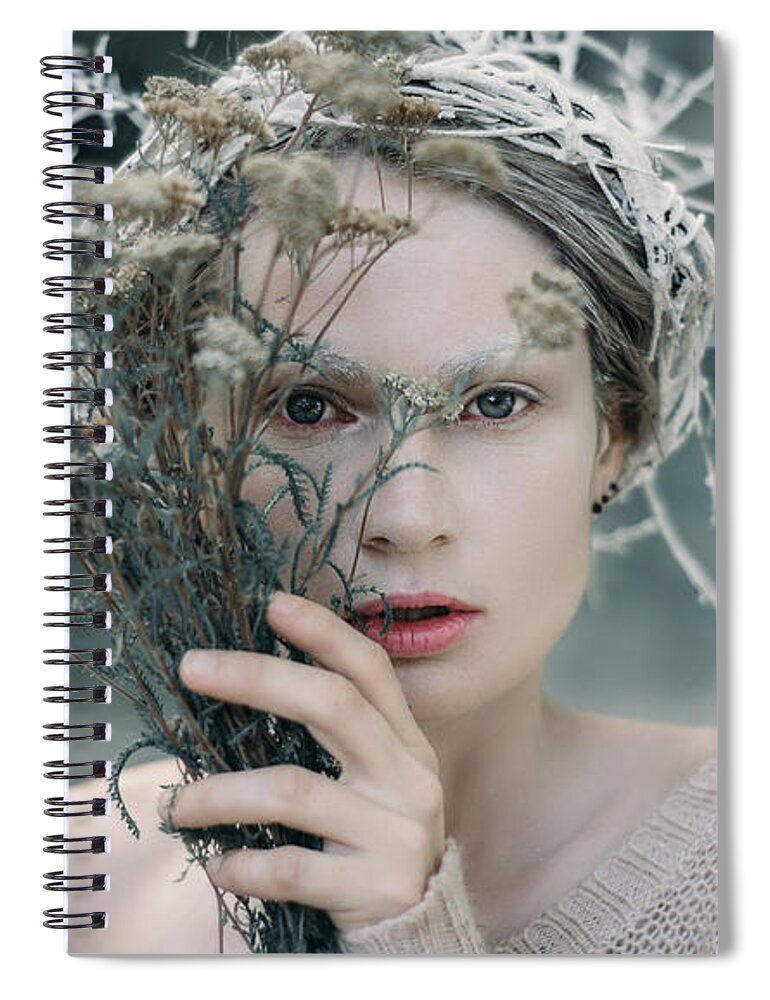 Woman Spiral Notebook featuring the photograph The Glance. Prickle Tenderness by Inna Mosina