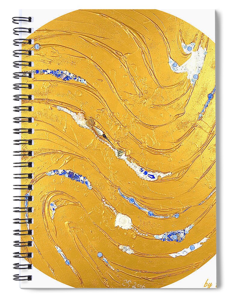 The Golden Flow Of Peace Spiral Notebook featuring the relief The golden flow of peace by Heidi Sieber