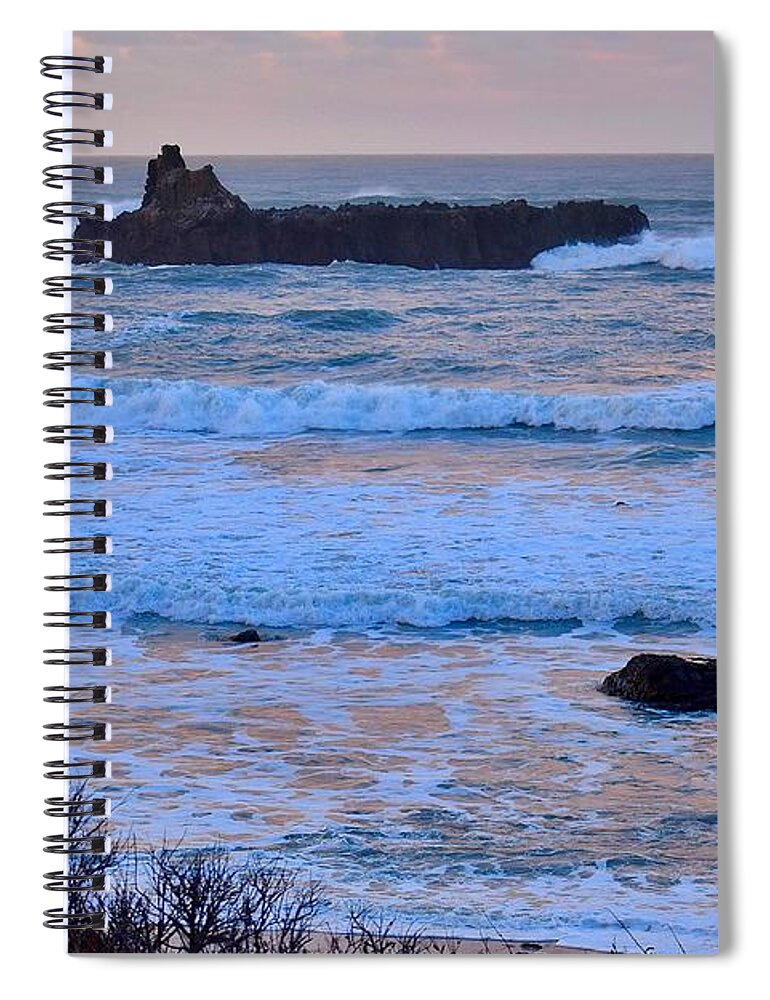 The Lost Coast Spiral Notebook featuring the photograph The Golden Hour by Maria Jansson