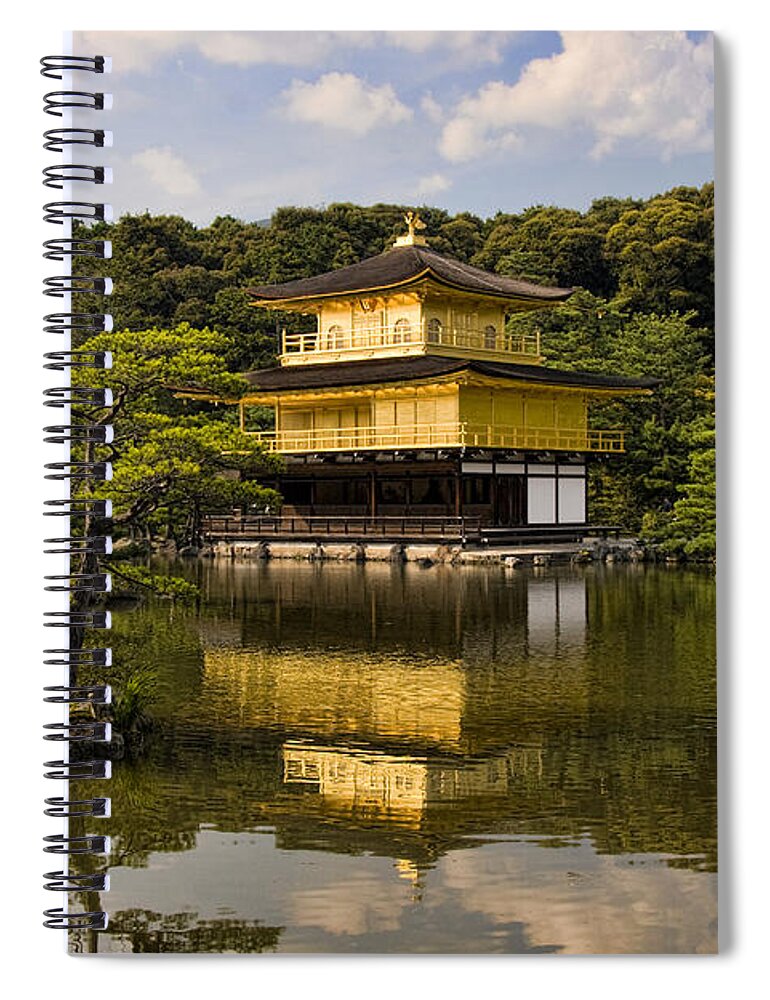 Colour Spiral Notebook featuring the photograph The Golden Pagoda in Kyoto Japan by David Smith