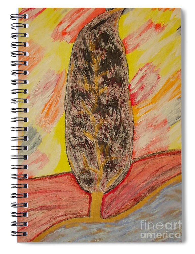 Tree Spiral Notebook featuring the painting The golden way by Pilbri Britta Neumaerker