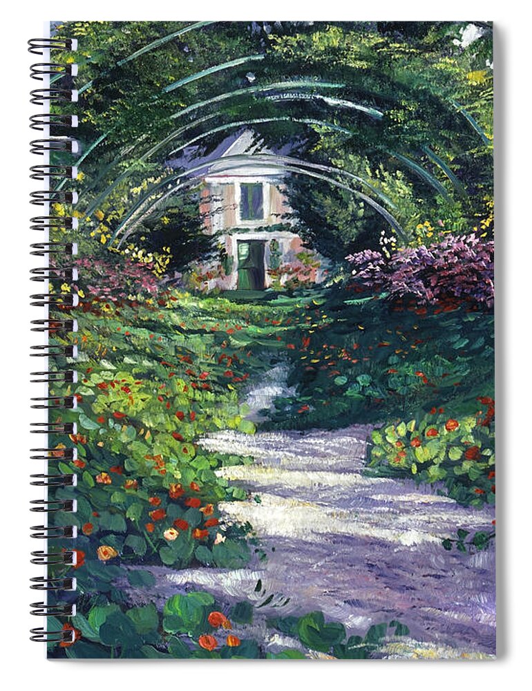 Landscape Spiral Notebook featuring the painting The Grand Allee Giverny by David Lloyd Glover