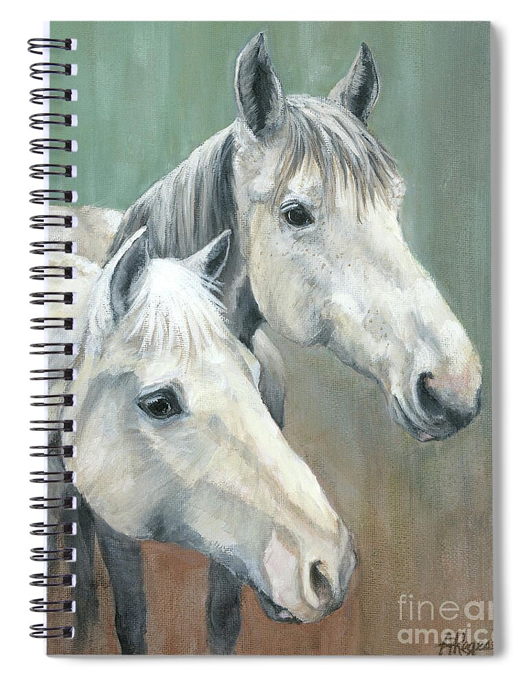 Horse Spiral Notebook featuring the painting The Grays - Horses by Amy Reges