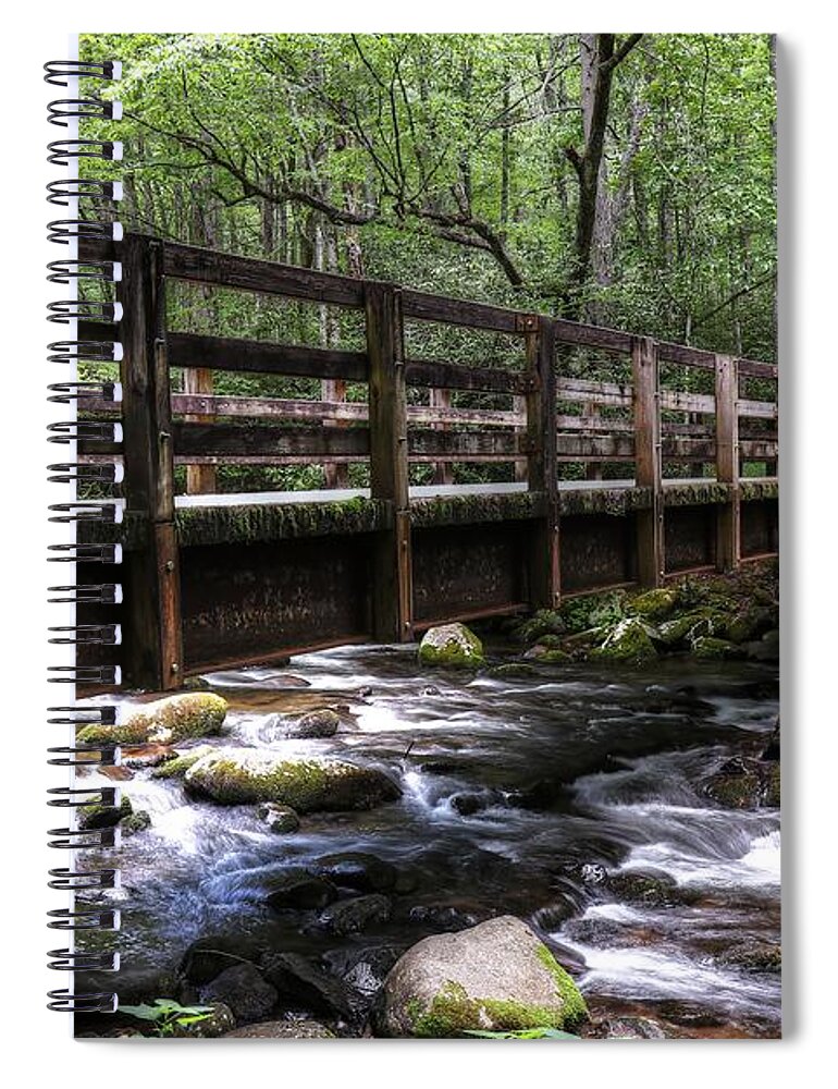 Kephart Prong Bridge Spiral Notebook featuring the photograph The Great Smoky Mountains Kephart Prong Bridge by Carol Montoya