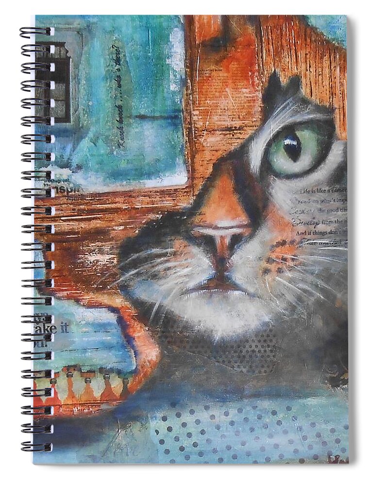 24x24 The Guardian I Mixed Media Oil On Gallery Wrapped Canvas Spiral Notebook featuring the painting The Guardian I by Susan Goh