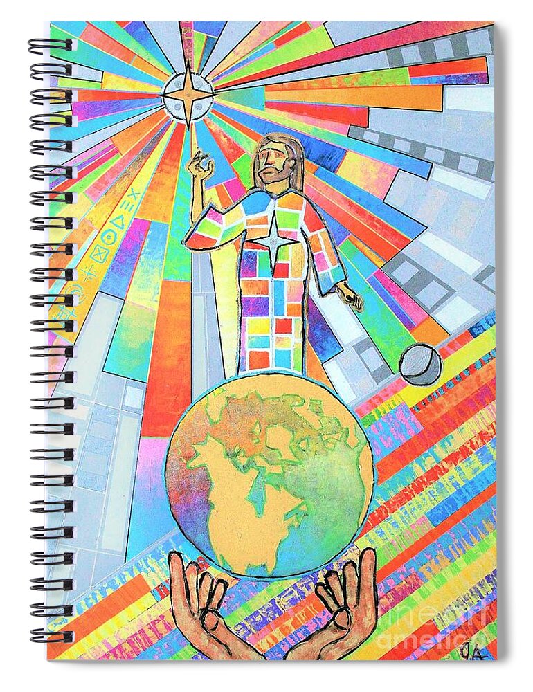 Light Spiral Notebook featuring the painting The Guiding Light by Jeremy Aiyadurai