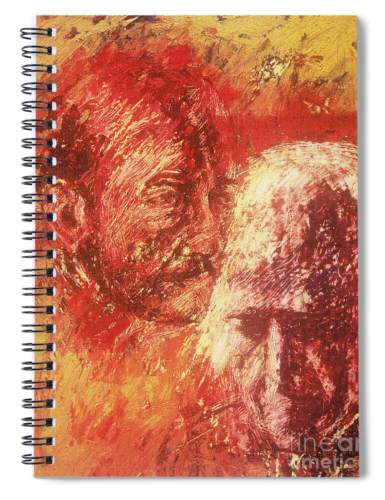 The Heart Of Ignatius On Mind Of Arrupe Spiral Notebook featuring the painting The Heart of Ignatius on Mind of Arrupe - BGAAI by Fr Bob Gilroy SJ