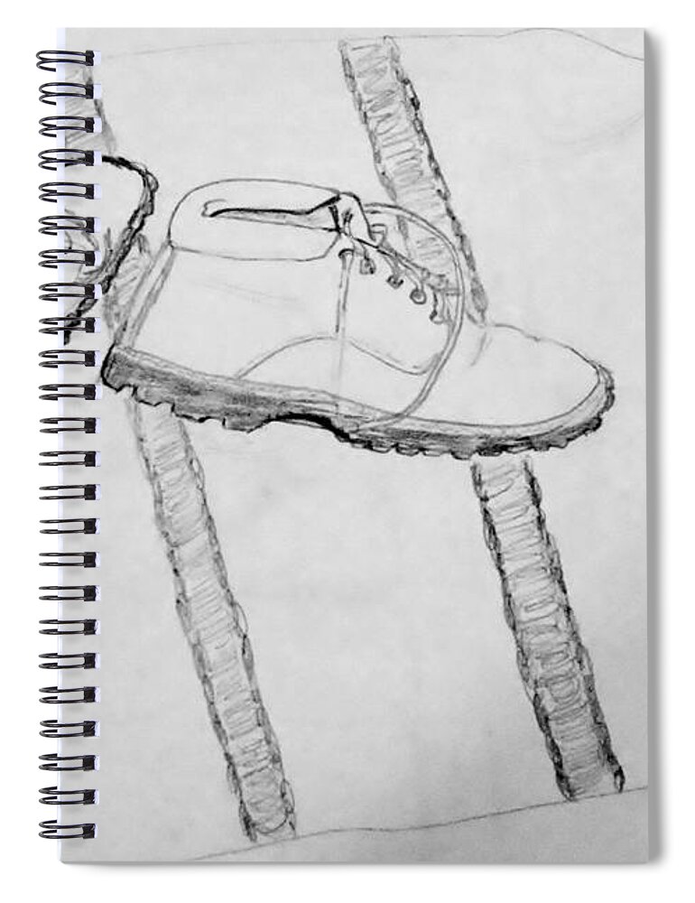 Drawing Spiral Notebook featuring the drawing The Hiking Shoes by Stacie Siemsen