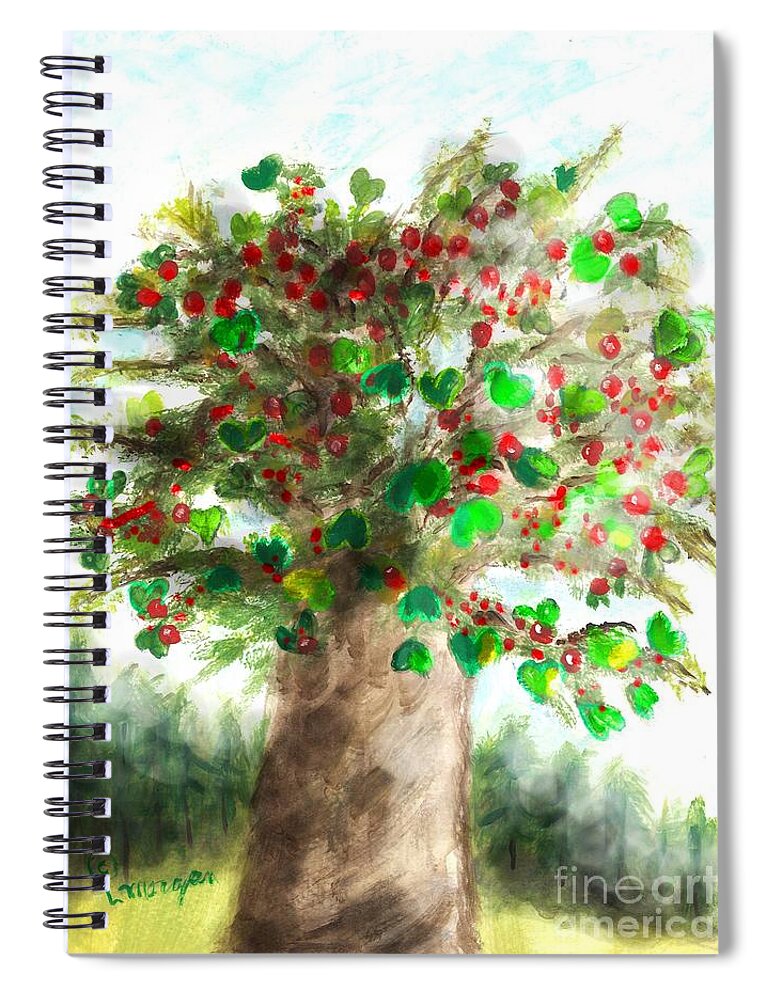 Tree Spiral Notebook featuring the painting The Holy Oak Tree by Laurie Morgan