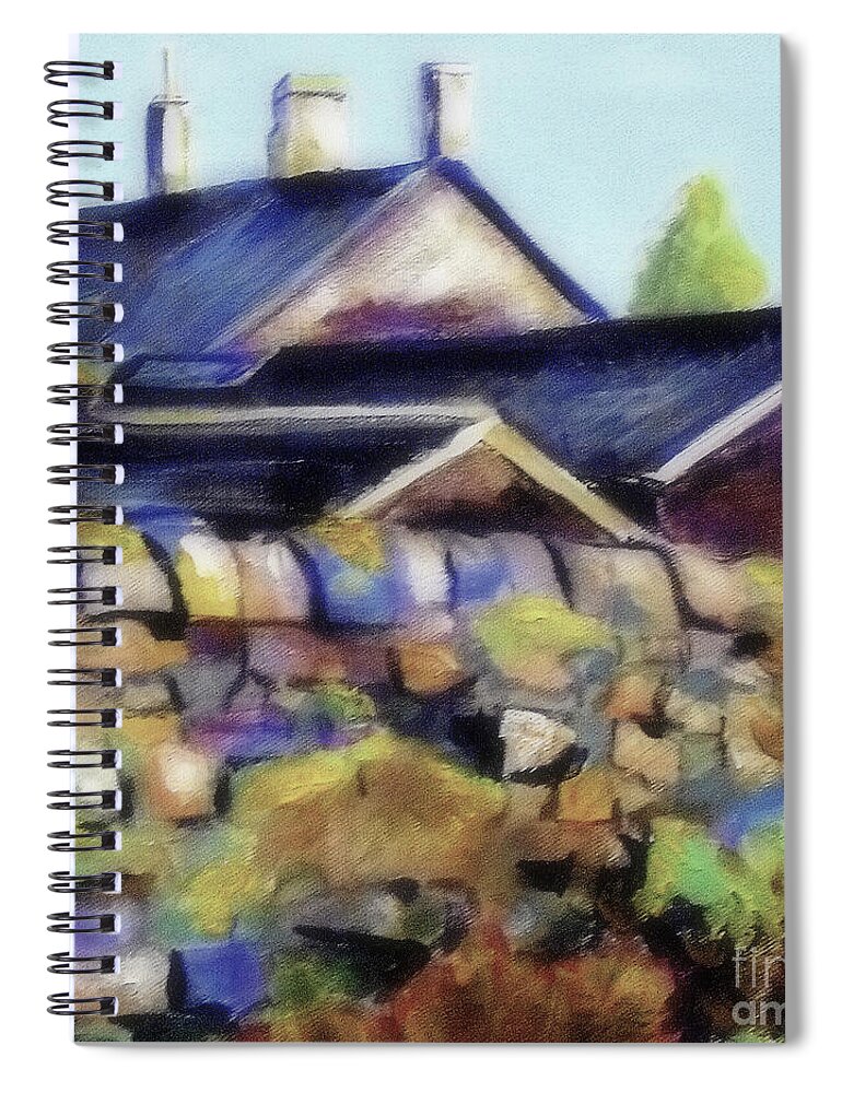 Scotland Spiral Notebook featuring the painting The Home Behind The Wall by Jodie Marie Anne Richardson Traugott     aka jm-ART