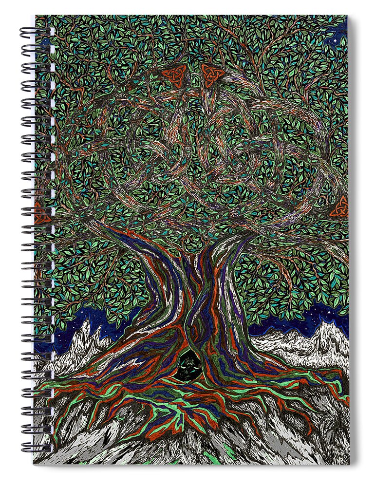 Celtic Spiral Notebook featuring the drawing The Hunter's Lair by FT McKinstry