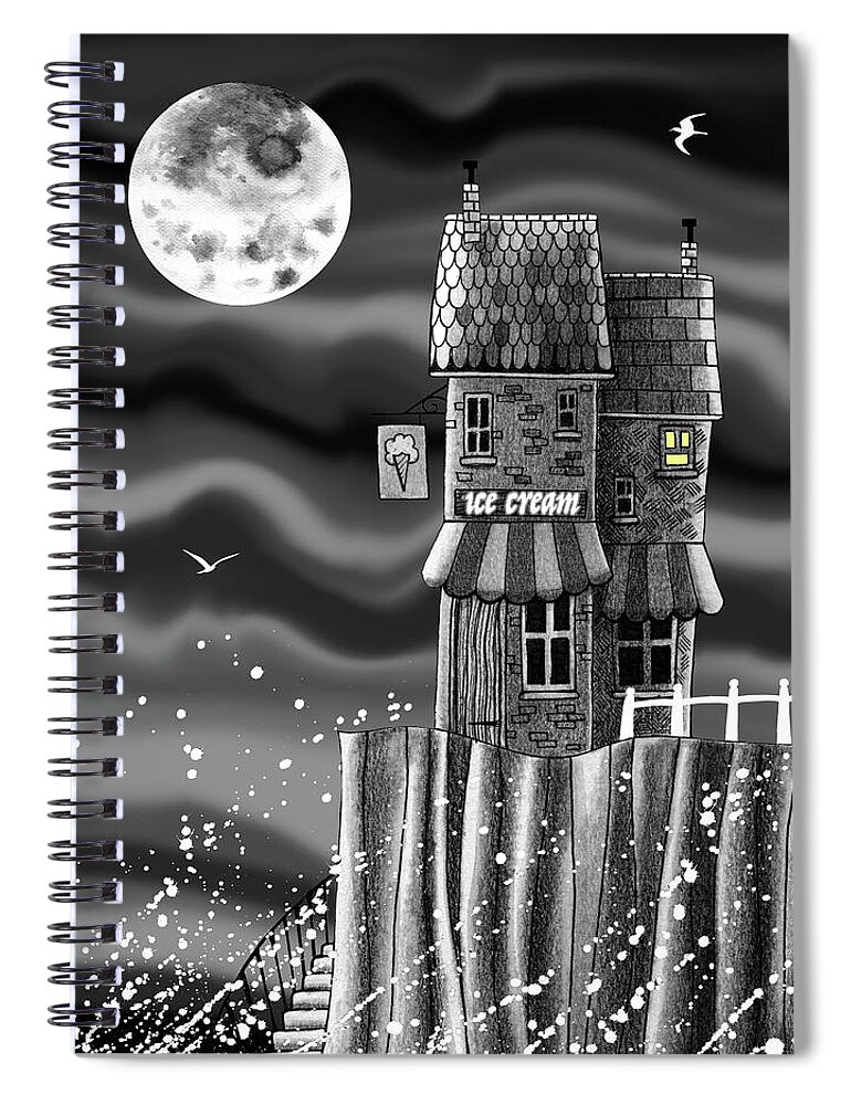 Ice Cream Spiral Notebook featuring the mixed media The Ice Cream Parlour by Andrew Hitchen