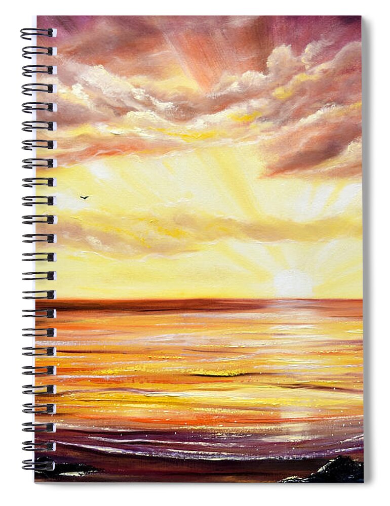 Sunset Spiral Notebook featuring the painting The Incredible Journey by Gina De Gorna