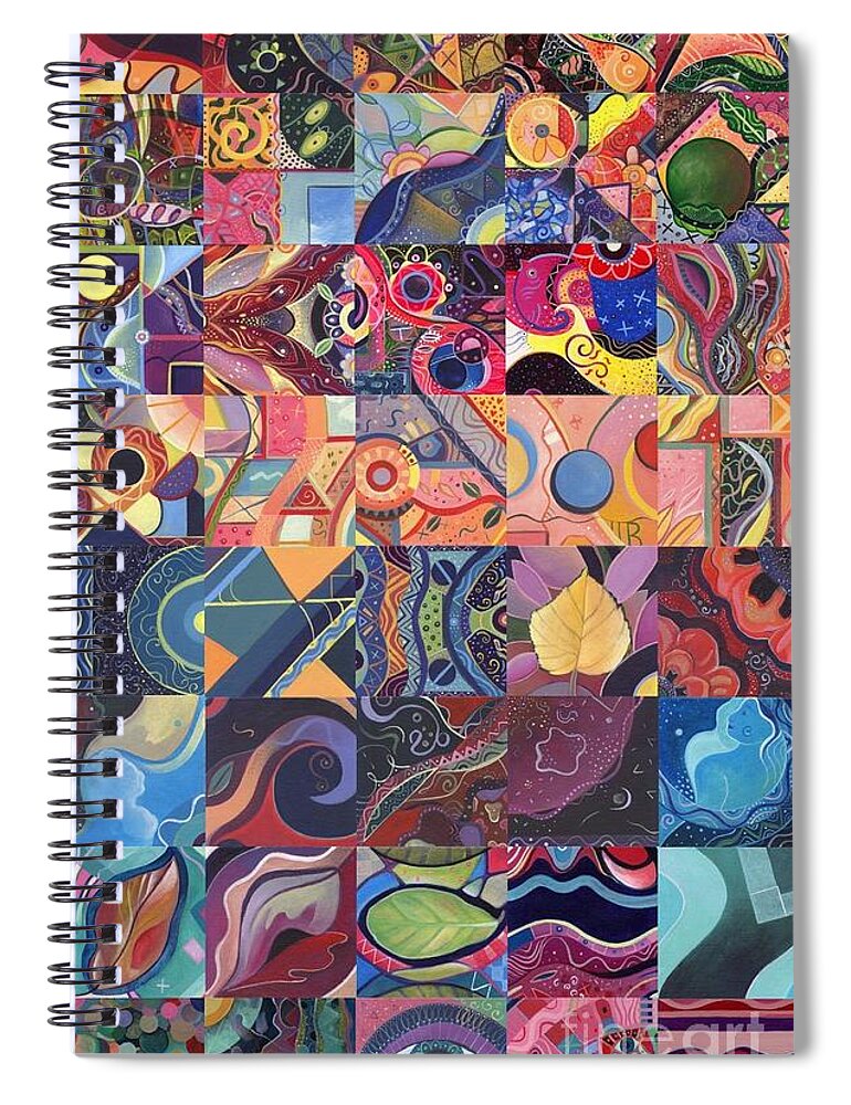 Abstract Spiral Notebook featuring the painting The Joy of Design First 40 Variation 1 by Helena Tiainen