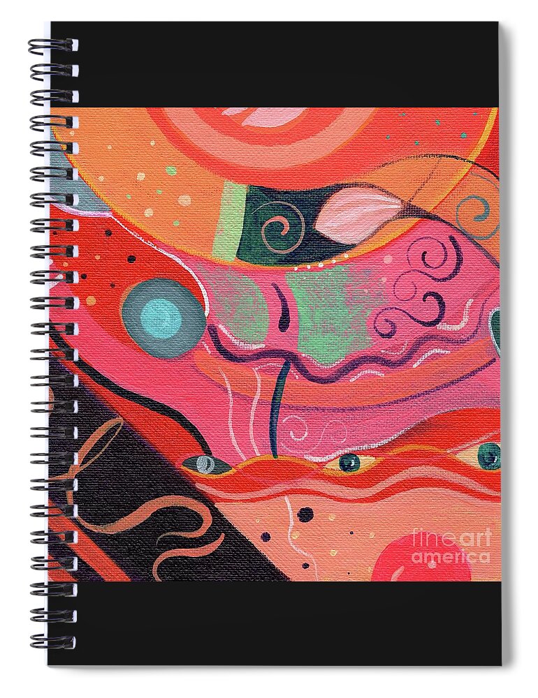 The Joy Of Design Xlviii Upside Down By Helena Tiainen Spiral Notebook featuring the painting The Joy of Design X L V I I I Upside Down by Helena Tiainen