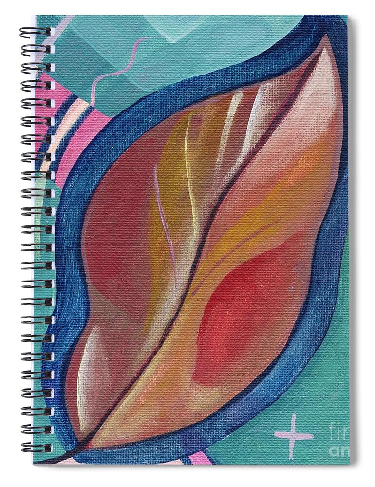 Leaf Spiral Notebook featuring the painting The Joy of Design X X X I by Helena Tiainen