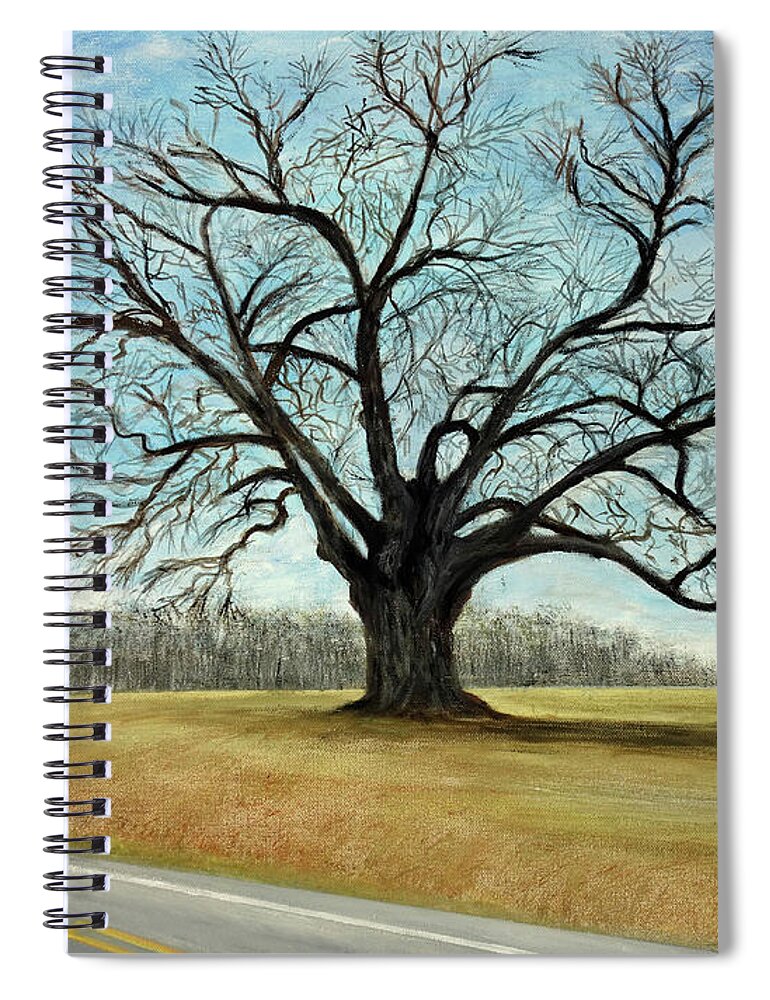 Landscape Spiral Notebook featuring the painting The Keeler Oak by Lyric Lucas