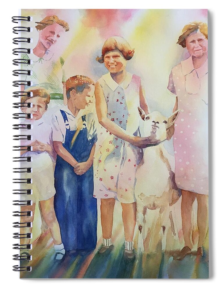 Tara Moorman Spiral Notebook featuring the painting The Kids and the Kid by Tara Moorman