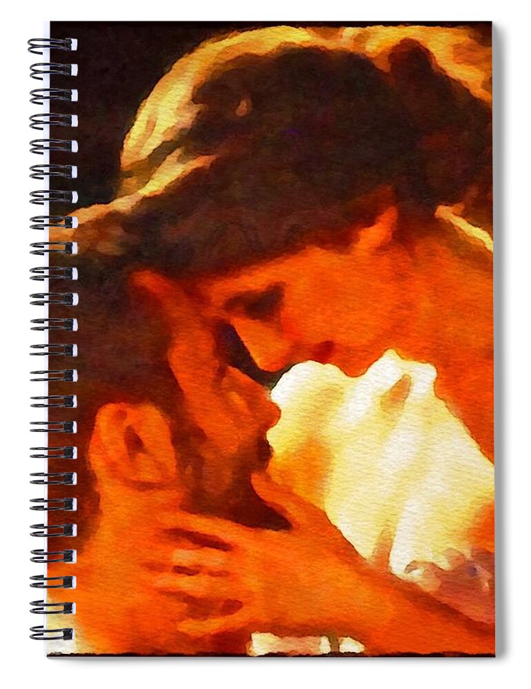 Man And Woman Spiral Notebook featuring the painting The Kiss by Joan Reese
