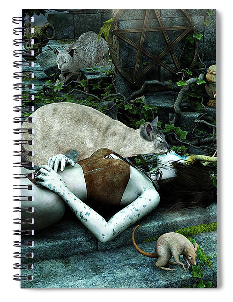 3d Spiral Notebook featuring the digital art The Kiss by Jutta Maria Pusl