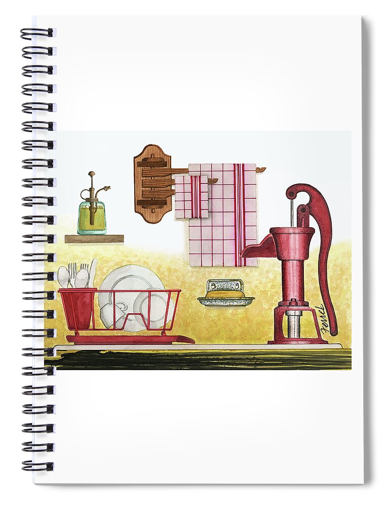 Scenes Spiral Notebook featuring the painting The Kitchen Sink by Ferrel Cordle