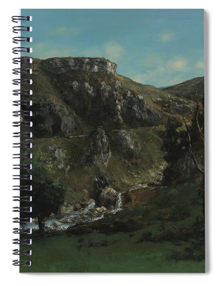 Gustave Courbet Spiral Notebook featuring the painting The Laloue Valley near Mouthiers-Haute-Pierre by Gustave Courbet