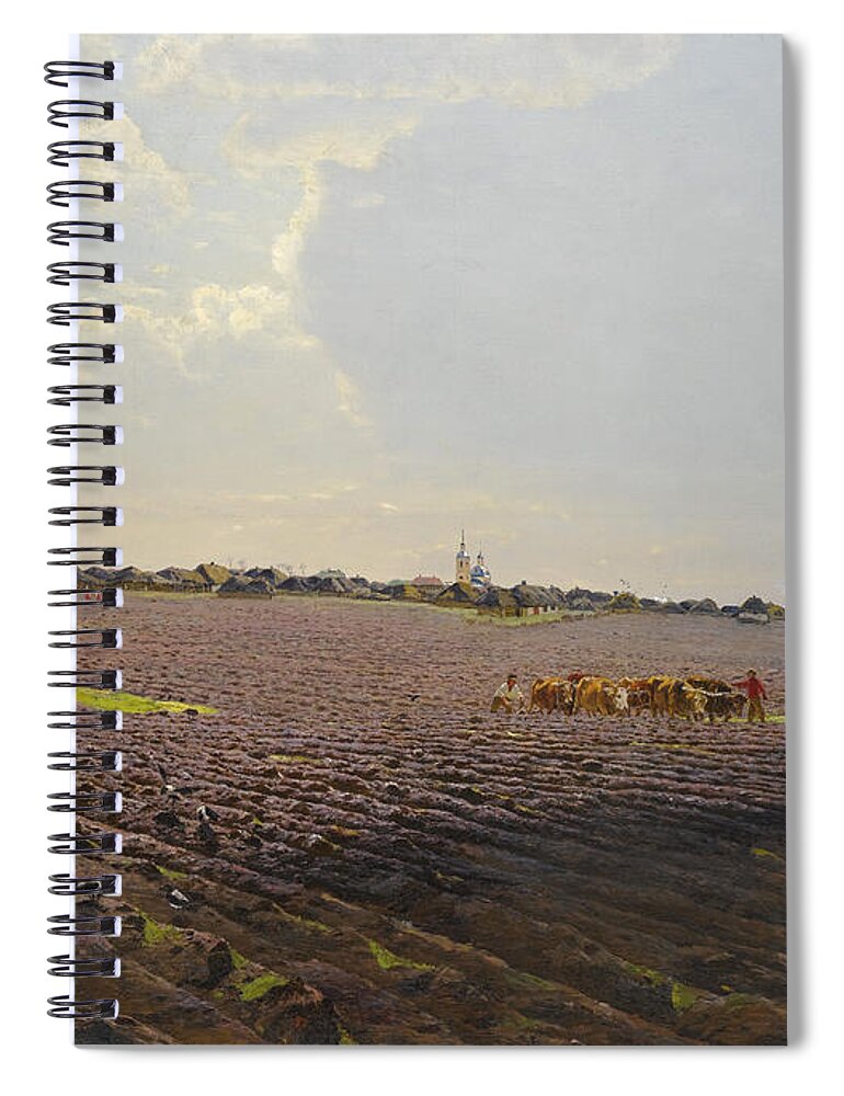 Nikolay Nikanorovich Dubovskoy Spiral Notebook featuring the painting The Land by Nikolay Nikanorovich Dubovskoy