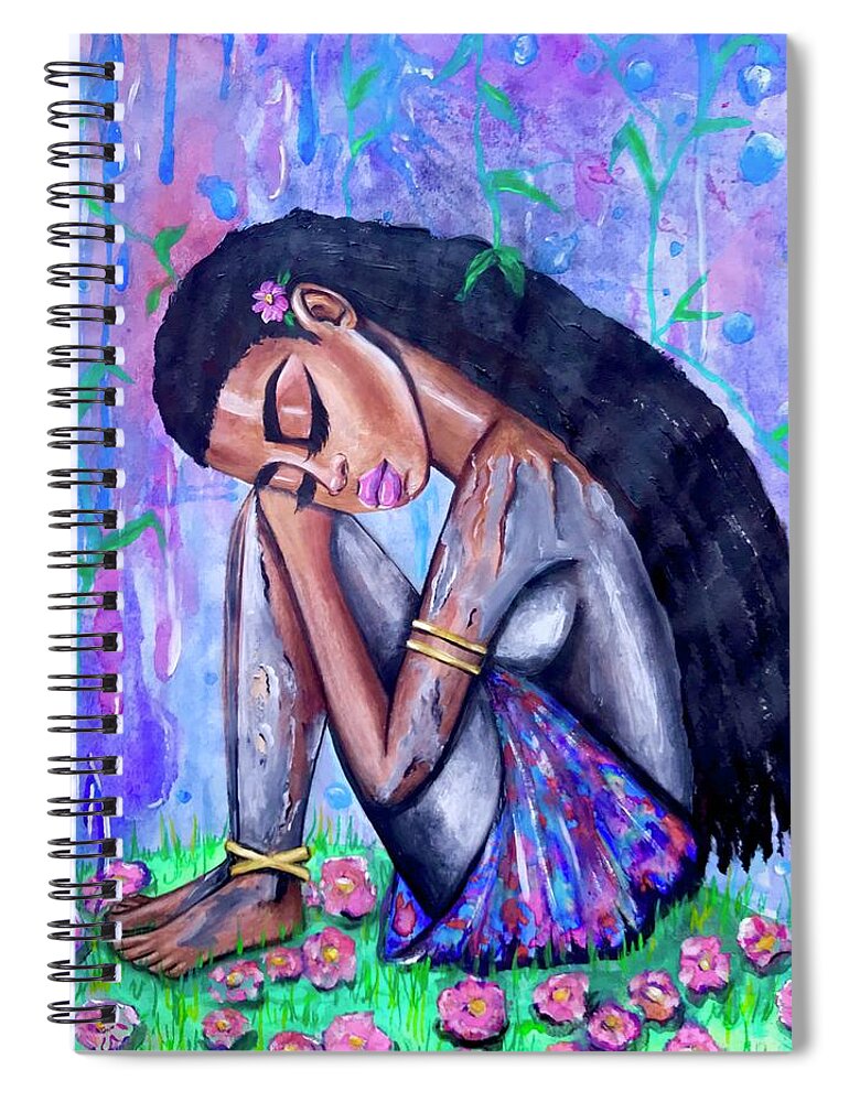 Eve Spiral Notebook featuring the painting The Last Eve in Eden by Artist RiA