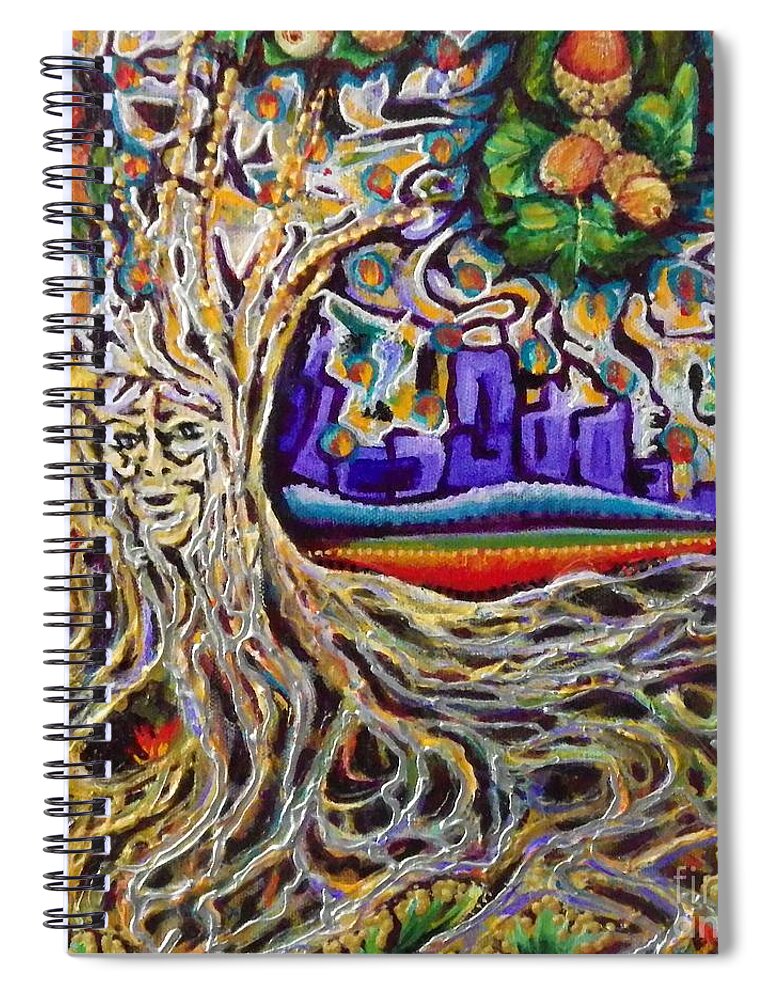 Tree Spiral Notebook featuring the painting The Last Tree in the City by Linda Markwardt
