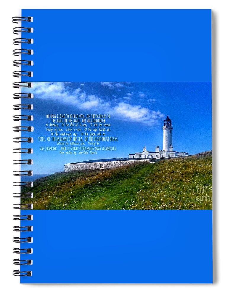 Lighthouse Spiral Notebook featuring the photograph The Lighthouse on The Mull with Poem by Joan-Violet Stretch