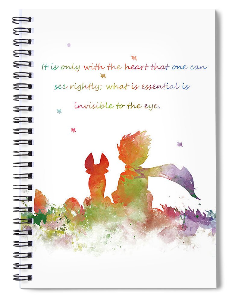 Little Prince Spiral Notebook featuring the mixed media The Little Prince by Monn Print