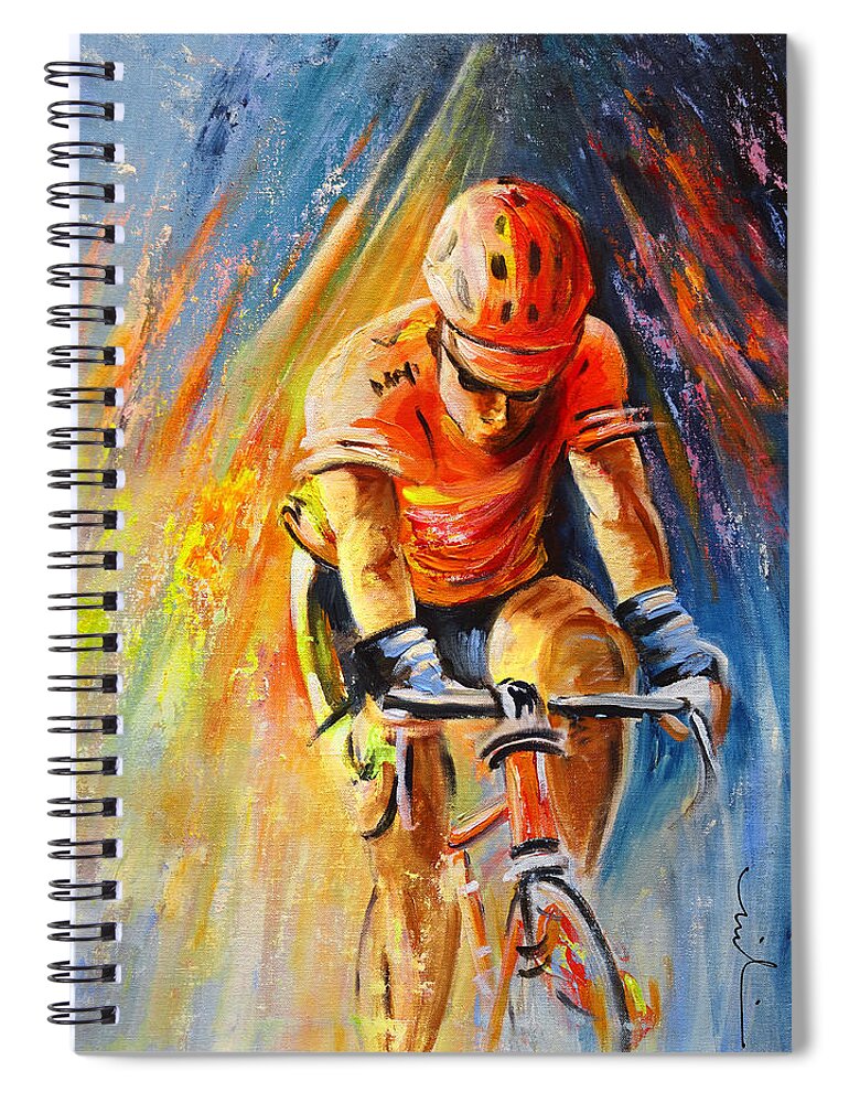 Sports Spiral Notebook featuring the painting The Lonesome Rider by Miki De Goodaboom