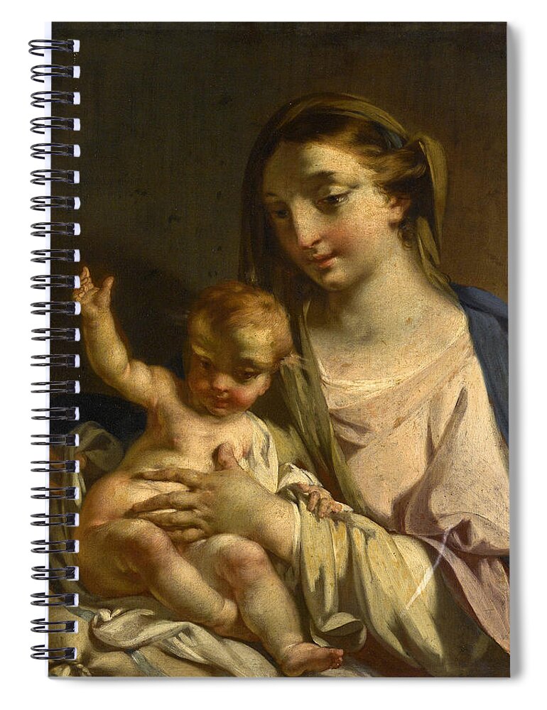 Francesco Capella Spiral Notebook featuring the painting The Madonna and Child by Francesco Capella