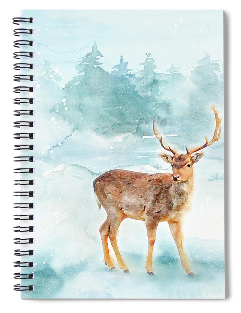Reindeer Spiral Notebook featuring the painting The Magic of Winter by Colleen Taylor
