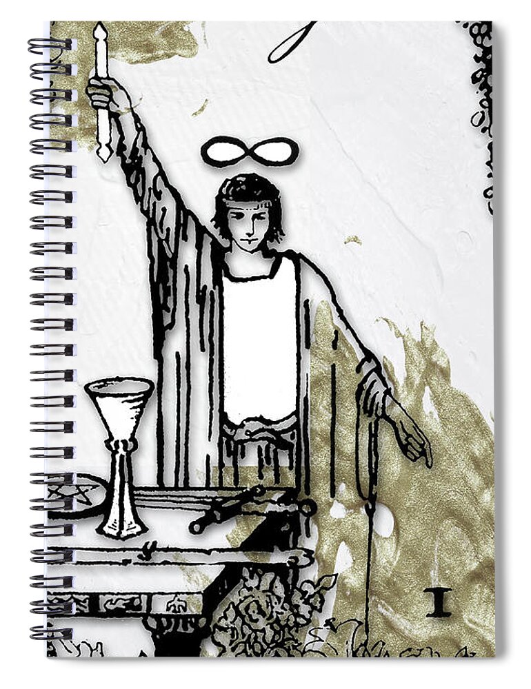 Mystical Art Spiral Notebook featuring the painting The Magician Arcannah by Mindy Sommers