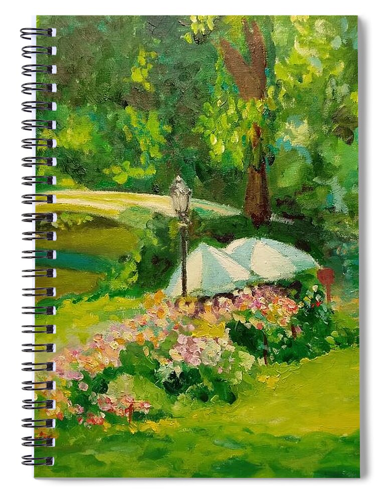 Landscape Spiral Notebook featuring the painting The Magnificent Bow Bridge by Nicolas Bouteneff