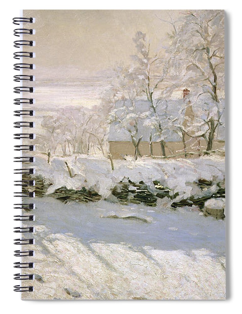 The Spiral Notebook featuring the painting The Magpie by Claude Monet
