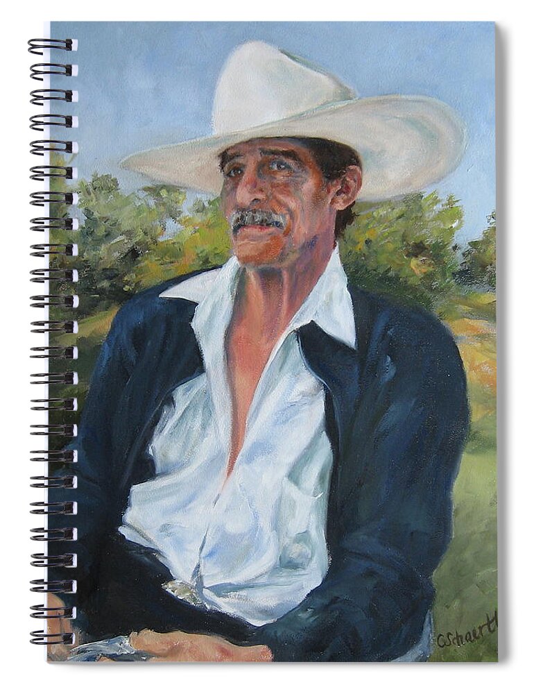 Portrait Spiral Notebook featuring the painting The Man from the Valley by Connie Schaertl