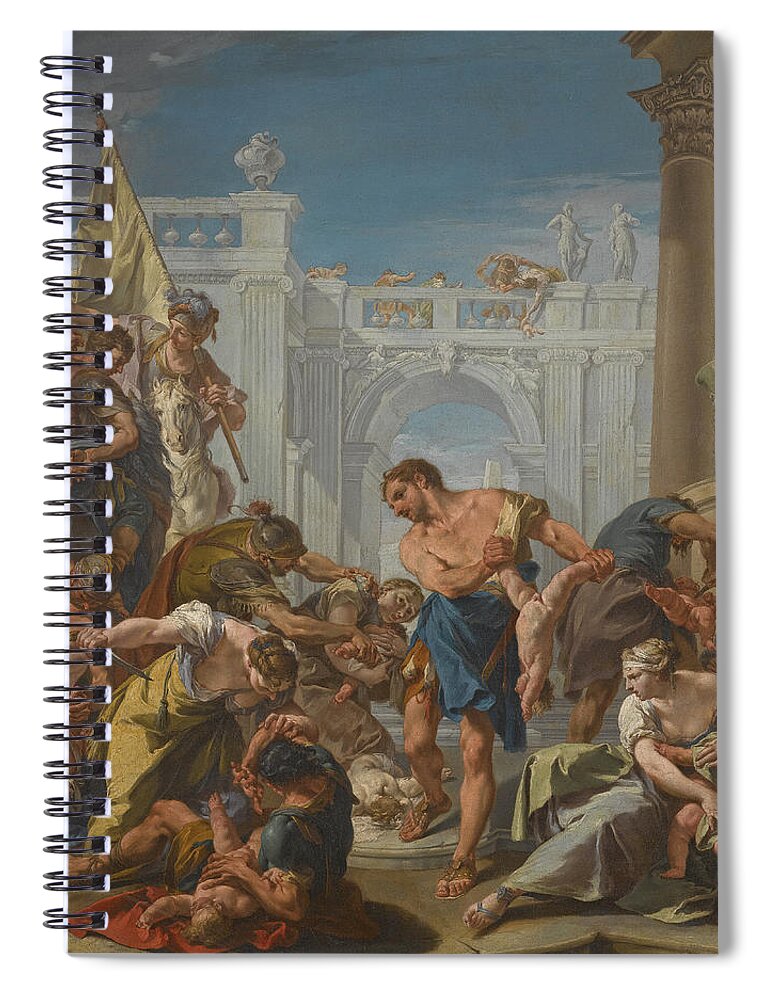 Giambattista Pittoni Spiral Notebook featuring the painting The Massacre of the Innocents by Giambattista Pittoni